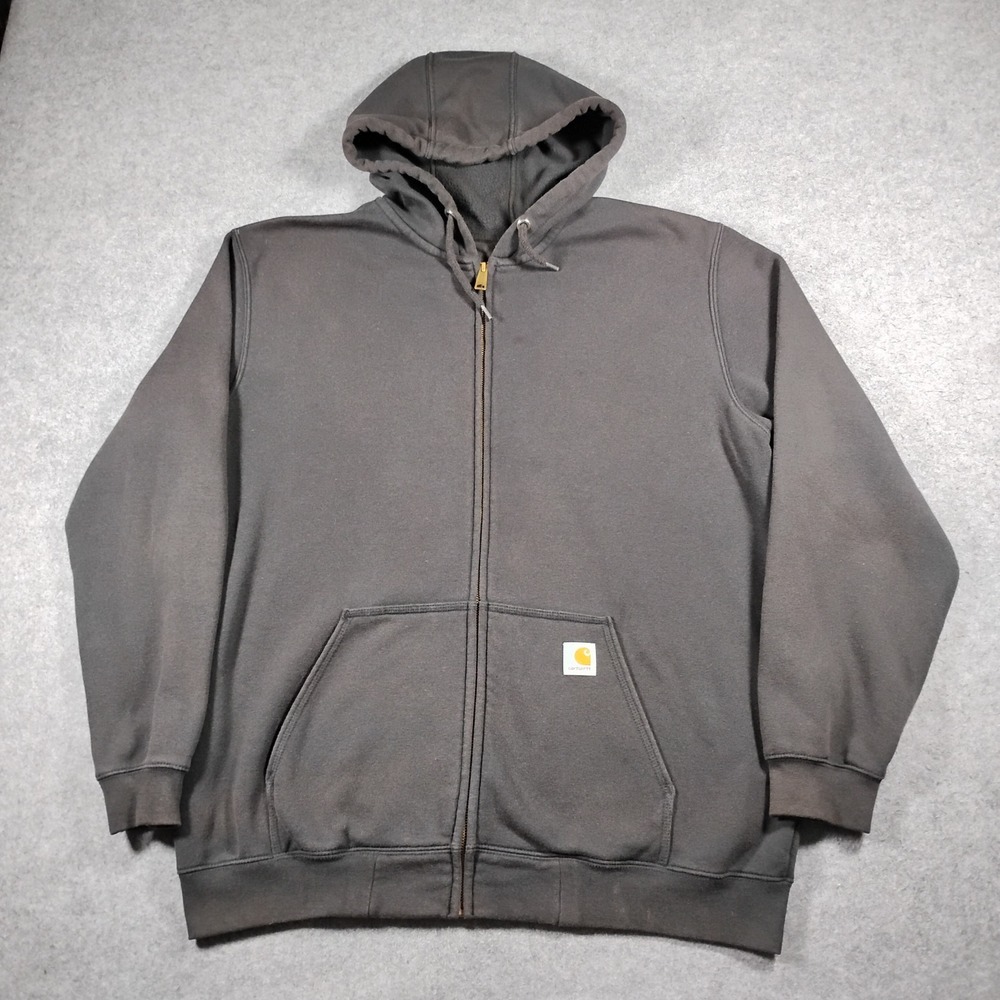 Carhartt Men Black K122 Original Fit Full Zip Hooded Sweatshirt Size XL Regular
